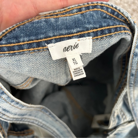 NWT Aerie Denim Wide Leg Overalls Y2K 90s Retro Casual Streetwear XL - Picture 5 of 11